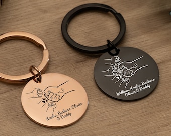 Personalised Daddy Gift, Fist Bump with Paw, Keychain for Daddy, Daddy Keyring, Gift for Dad, Dad Gifts, Father&#39;s Day Gifts