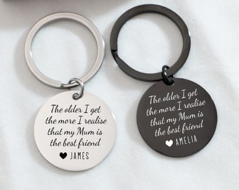 Personalized Engraved Metal Keyring, Custom Laser Engraved Mummy Keyring, Mothers Day Gift, Gift for Nanny, Mom is the Best Friend Keychain