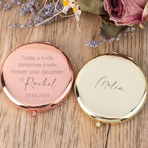 Today A Bride Tomorrow A Wife Forever Your Girl Personalized Compact Mirror, Gift for Mom from Daughter, Mother of the Bride, Wedding Gift