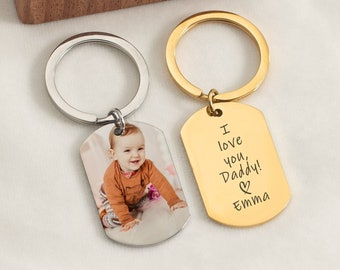 Personalized Dad Keychain, First Father's Day Gift, Gifts For Dad From Daughter, Birthday Gifts For Mom, Mom Gift From Son, Gift From Baby