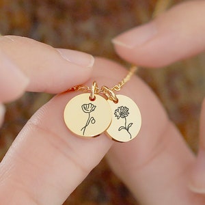 Personalized Birth Flower Necklace, Custom Necklace With Birth Flower, Birth Month Flower Necklace, Mothers Day Gift, Birthday Gift for Mom