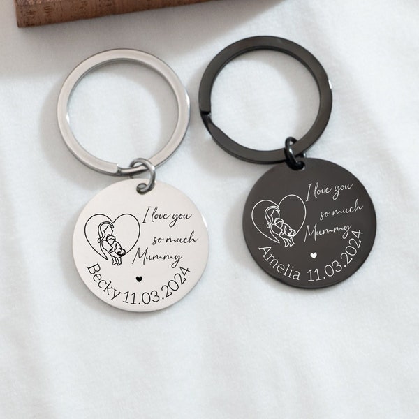 Personalized Keyring for Mom, I Love You So Much Mummy Gift, Custom Engraved Keyring, Mother's Day Gift, Gift for Nanny, Mum