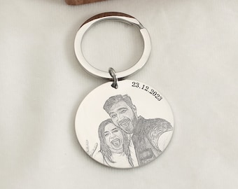 Actual Photo Engraved Keyring with Any Image, Picture Keyring, Laser Engraved, Personalised Gift, Anniversary Gift, Valentine's Day Gift