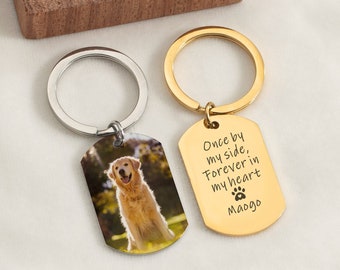 Pet Memorial Keychains, Pet Remembrance Gift, Personalized Metal Keychains, Dog Loss Gift, Custom Portrait From Photo, Pet Mom, Animal Lover