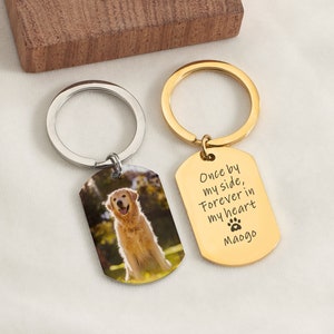 Pet Memorial Keychains, Pet Remembrance Gift, Personalized Metal Keychains, Dog Loss Gift, Custom Portrait From Photo, Pet Mom, Animal Lover image 1