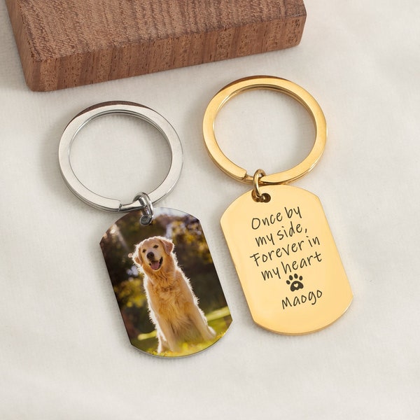 Pet Memorial Keychains, Pet Remembrance Gift, Personalized Metal Keychains, Dog Loss Gift, Custom Portrait From Photo, Pet Mom, Animal Lover