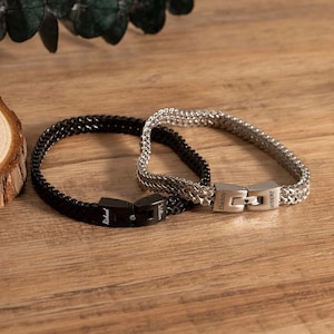 Pulsera de acero inoxidable personalizada para hombre, acero inoxidable grabado, pulsera personalizada, mensaje oculto para él, regalo de aniversario