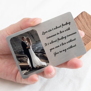 Aluminium Personalised Photo Wallet Purse Card, Metal Keepsake Gift for Couples, Husband, Custom Wallet Card, Personalized Gift for Him image 2