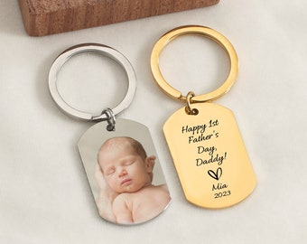 Personalized Keychains, Custom Keyring With Photo, Name, Any Text, Copper Keychains For Family, Happy 1st Mother's Day, New Baby Gift