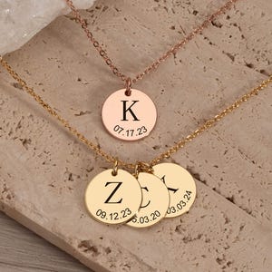 Personalized Initial and Date Engraved Necklace for Women Birthdate Name Necklace Baby Gifts for Mom Custom Charm Best Friends Birthday Gift