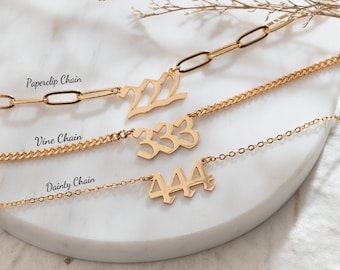 18K vergulde engel nummer ketting, aangepaste nummer ketting, zilveren geluksnummer ketting, kerstketting, gepersonaliseerde geschenken