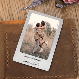 Billetera con foto de metal personalizada, regalo personalizado para novio, novia, esposo, esposa, regalo de aniversario, regalo de San Valentín para él