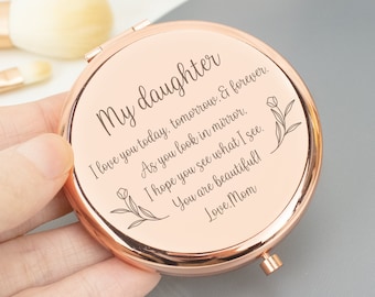 Personalized Inspire Gift for Daughter, Custom Compact Makeup Mirror with any Text, Inspiration Gift, Reminder Gift For Daughter, Self Love