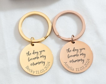 The day you became my mummy keyring, Gift for Mum, Personalised Mummy Gift, Engraved Keyring, New Mummy Gift, First Mother's Day Gift