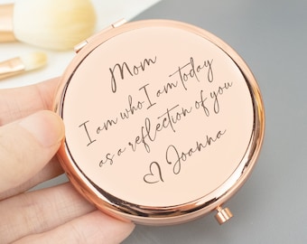 Espejo compacto personalizado, regalo para mamá de la hija, un reflejo de usted regalo de espejo de bolsillo, regalo de la madre de la novia, madre del novio