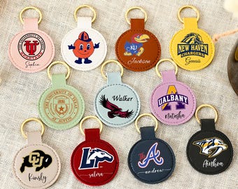 Llavero de cuero personalizado, etiqueta para bolso con el logotipo de la universidad, accesorio para mostrar el orgullo universitario.