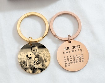 Personalized Metal Keyrings, Custom Laser Engraved Photo Keyring, Anniversary Key Chain, Gift For Her, Him, Birthday Day, Mothers Day Gift