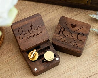 Personalized Engraved Gold Cufflinks, Custom Cufflinks, Cuff Links Gifts for Groom, Gift for Father of Bride, Groom, Best Men