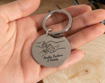 Personalised Daddy Gift, Fist Bump with Paw, Keychain for Daddy, Daddy Keyring, Gift for Dad, Dad Gifts, Daddy Gifts, Gift for Him, Birthday