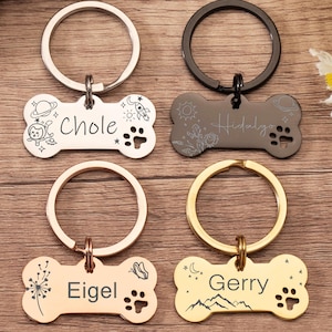 Personalized Cute Dog Tag for Dog,Custom Bone Dog Tags,Dog Name Tags, Dog Collar Tag,Puppy Dog Tag,Laser Engraved Stainless Steel Pet ID Tag