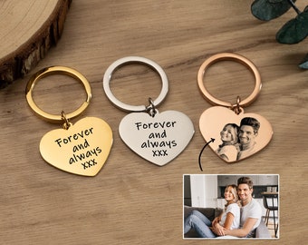 Personalised Engraved Actural Photo Keyring, Custom Couple Gift, Anniversary Gift, Laser Engraved, Valentine's Day Gift, Photo Key Chain