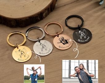 Custom Stainless Steel Photo Keychai, Personalized Portrait Engraved Keyring, Unique Gift for Loved Ones, Laser Engraved Photo Keyring