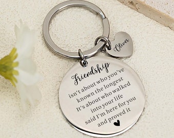 Personalized Keychain for Friend, Best Friend Birthday Gift Engraved Keyring, Funny Keychain Gift For True Friends Unique Friend Gifts Girls