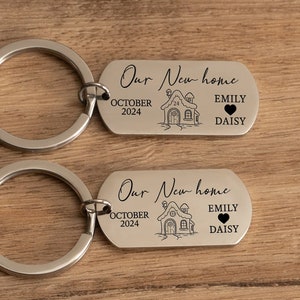 Personalised New Home Key Chain, Engraved Gift for New House, First Home Keyring, Moving in Gift, Housewarming Presents for Newlyweds