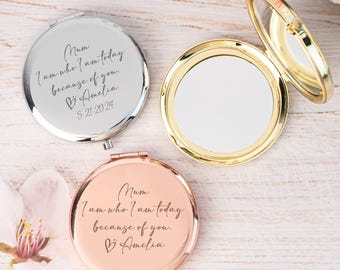 Personalized Engraved Compact Mirror Gift for Mom, Mother of the Bride Gift, Mother of Groom, Wedding Gift, Custom Mother's Day Gift