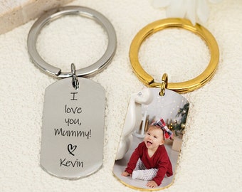 Personalized Mummy Gifts, First Mother's Day Gift, Gifts For Mom From Daughter, Birthday Gift, Gift From Baby,I Love You Mummy,Photo Keyring