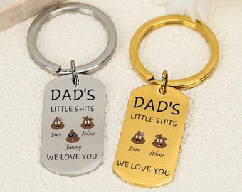 Personalisiertes Papa-Geschenk, lustiger Papa-Schlüsselanhänger, Geschenk für Papa, Papas kleine Scheiße, bester Papa, Schlüsselanhänger für Papa, individueller Papa-Schlüsselanhänger, Valentinstag