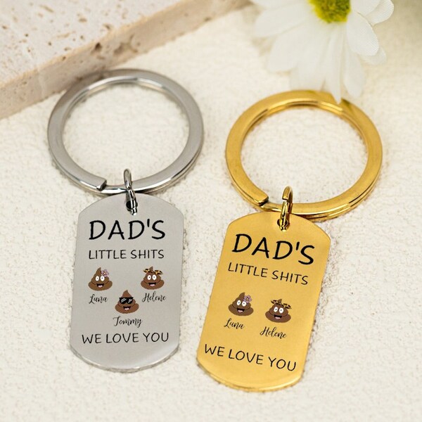 Personalisiertes Papa-Geschenk, lustiger Papa-Schlüsselanhänger, Geschenk für Papa, Papas kleine Scheiße, bester Papa, Schlüsselanhänger für Papa, individueller Papa-Schlüsselanhänger, Valentinstag