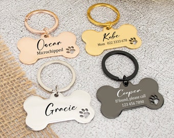 Personalized Dog Name Tag, Engraved Bone Dog Tag for Dogs Collar, Custom Engraved Dog ID Tag, Dog Name Tag, Gift for Pet