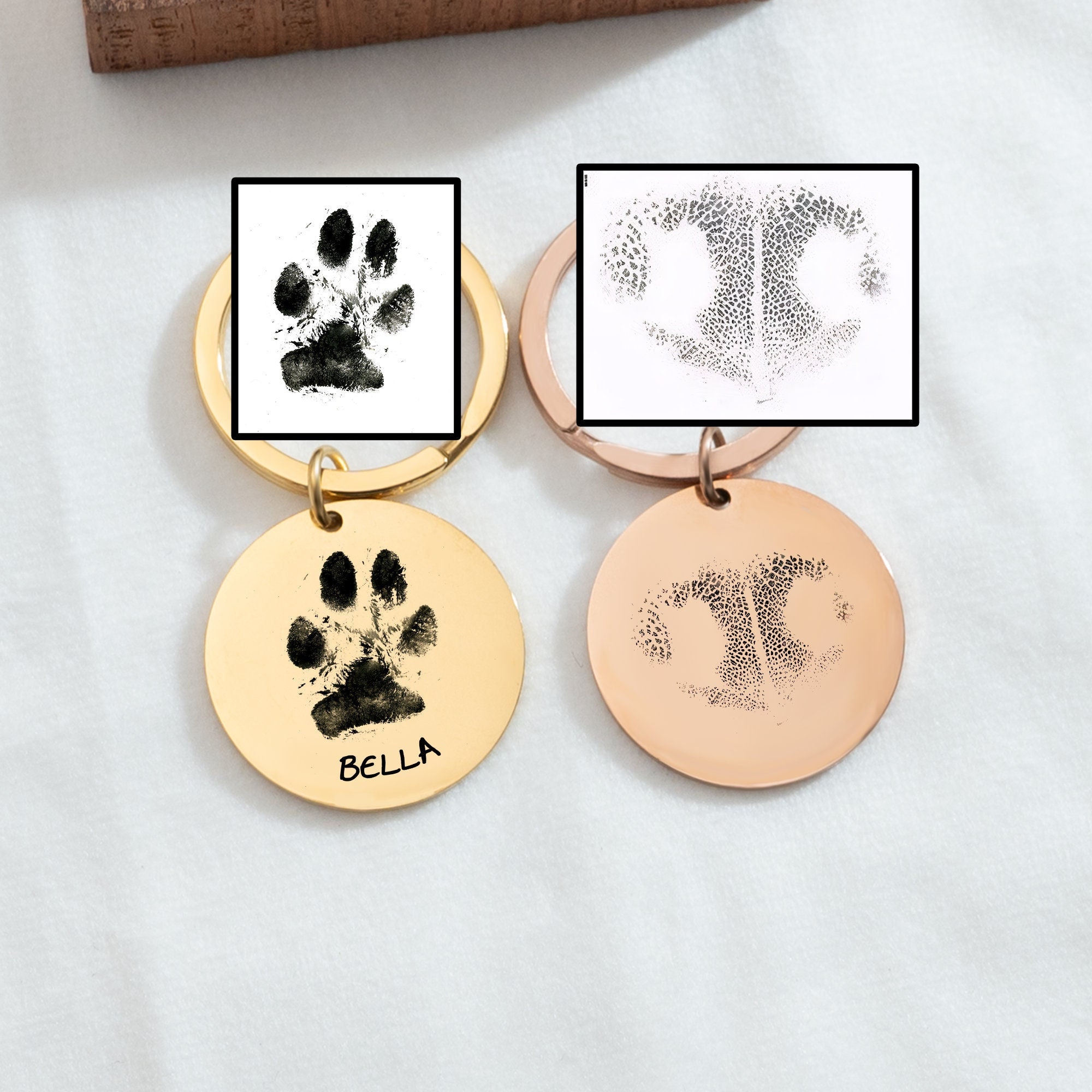 Personalised Dog Paw Print Keyring, Photo Engraving, Custom Pet Photo Engraved, Cat Paw Engraving, Memorial Keyring, Gift for Pet Mom