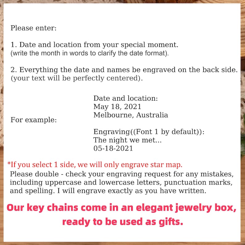 Custom Star Map Keychain, Engraved Night Sky Keyring with Any Text, Star Map By Date,Personalized Valentine's Day Gift,Anniversary Date Gift image 3
