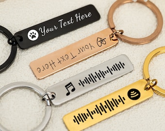 Personalised Black Spotify Code Keyring, Music Code, Wedding Song, Custom Keychain, Engraved Keychain, Music Lover Gift, Valentines Days
