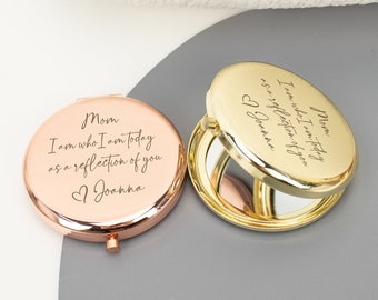 Personalized Compact Mirror, Mother of the Bride Gift, Gift for Mom From Daughter, Wedding Gift, Mother of Groom Gift,Engraved Pocket Mirror