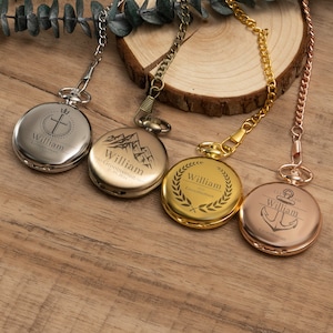 Groomsmen Gift, Personalized Engraved Pocket Watch, Wedding Party Favor, Best Man Gift, Personalized Gift for Men/Groom/Father, Gift for Him