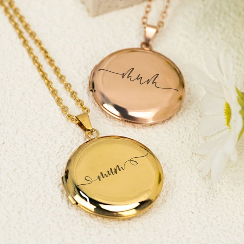 Image Photo Locket Necklace, Wife Anniversary Gift, Personalise Picture Necklace, Engraving Pendant Necklace, Gift for Her, Mothers Day Gift image 4
