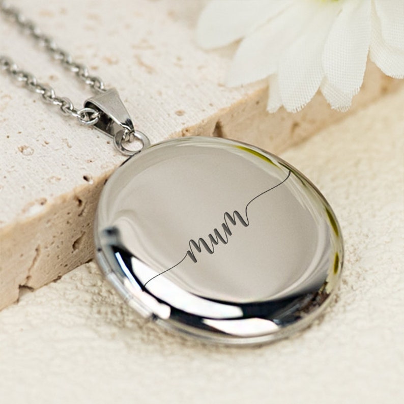 Image Photo Locket Necklace, Wife Anniversary Gift, Personalise Picture Necklace, Engraving Pendant Necklace, Gift for Her, Mothers Day Gift image 6