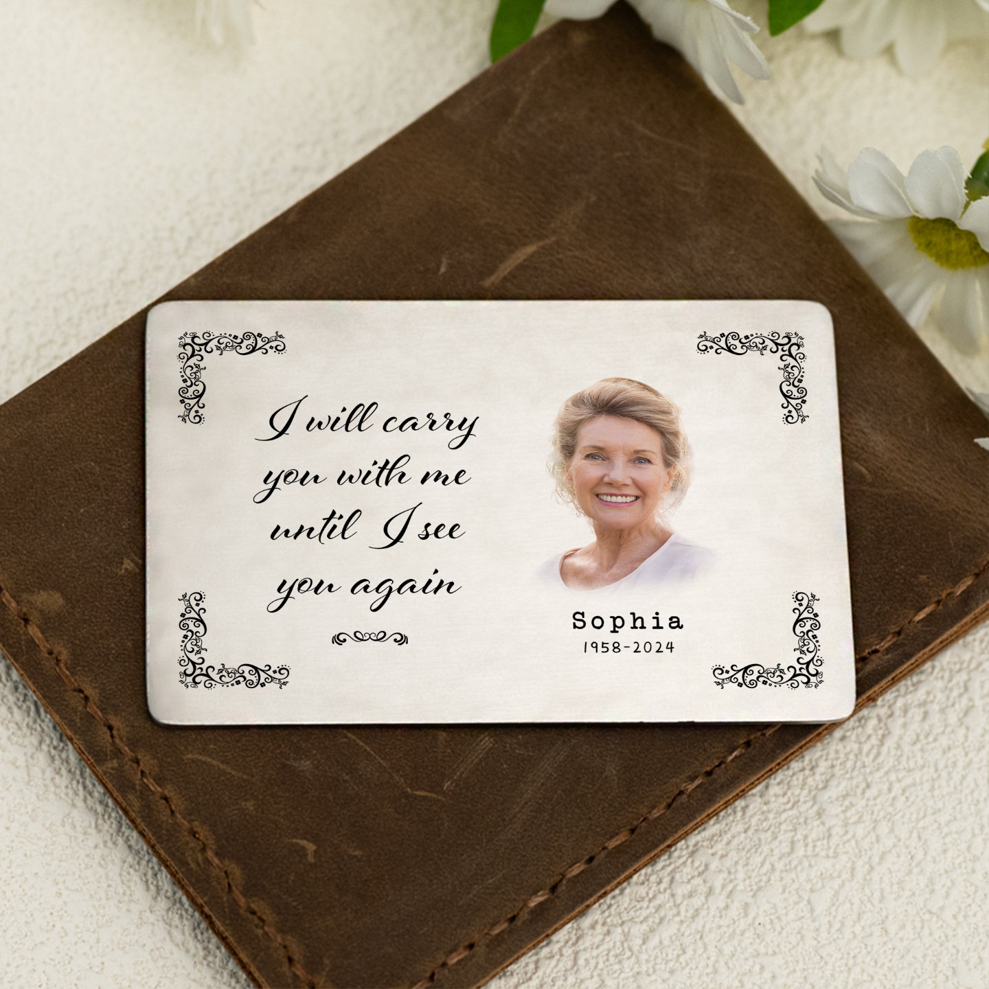Personalised Aluminium Photo Wallet Card, I Will Carry You With Me ...