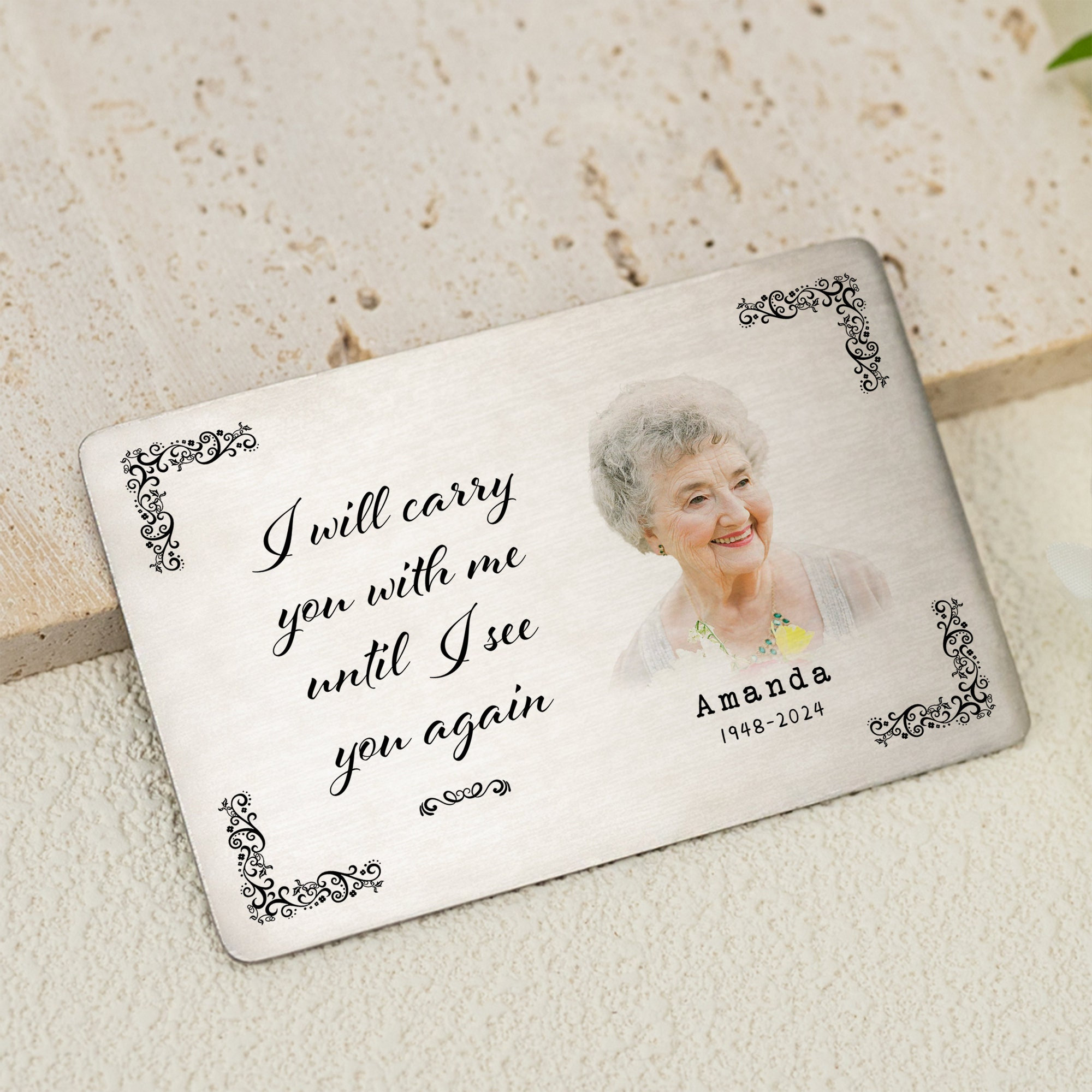 Personalised Aluminium Photo Wallet Card, I Will Carry You With Me ...
