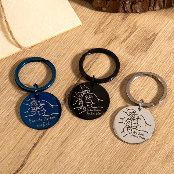 Portachiavi Personalizzato per Papà con Dedica, Nome e Charm in Legno
