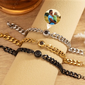 Personalized Dad Bracelet, Custom Photo Bracelet for Men, Birthday Anniversary Gift for Him Husband Boyfriend, Father&#39;s Day Gift for Dad