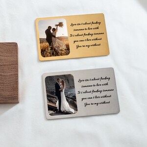 Aluminium Personalised Photo Wallet Purse Card, Metal Keepsake Gift for Couples, Husband, Custom Wallet Card, Personalized Gift for Him image 3