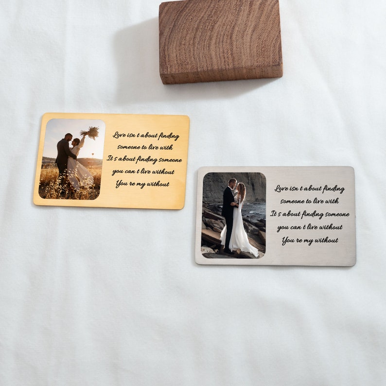 Aluminium Personalised Photo Wallet Purse Card, Metal Keepsake Gift for Couples, Husband, Custom Wallet Card, Personalized Gift for Him image 4