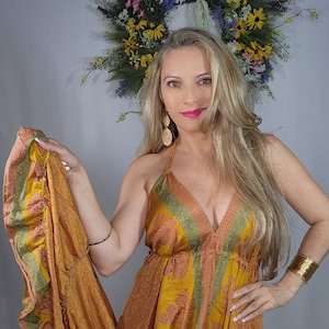 Bohemian chic maxi dress ⋄ Festival dress ⋄ Backless dress ⋄ Goddess Dress ⋄ Boho Dress ⋄ Silk dress ⋄ Resort Dress ⋄ maternity dress ॐ