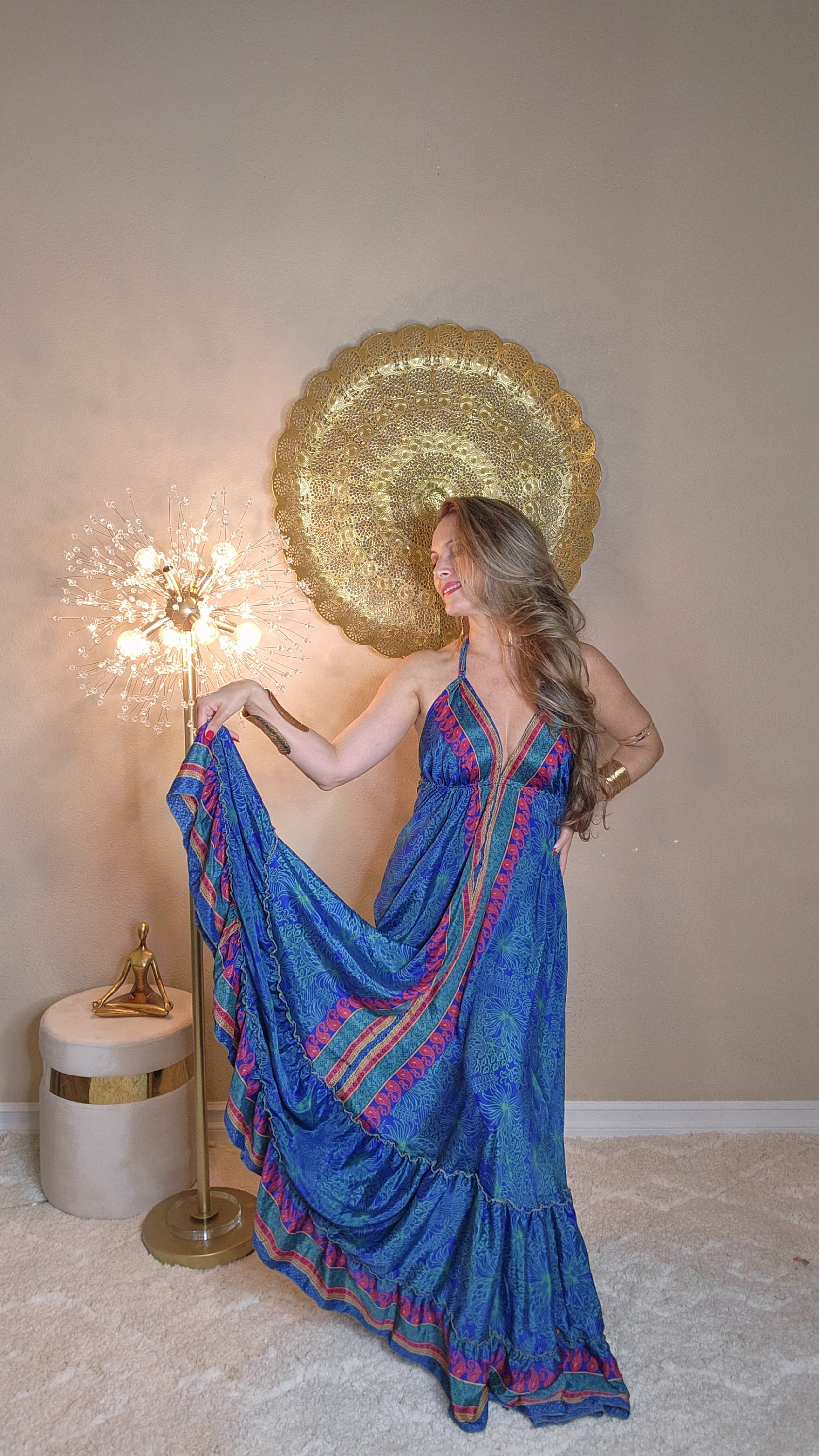 Bohemian Chic Maxi Dress Festival Dress Backless Dress Goddess Dress Boho Dress Silk Dress