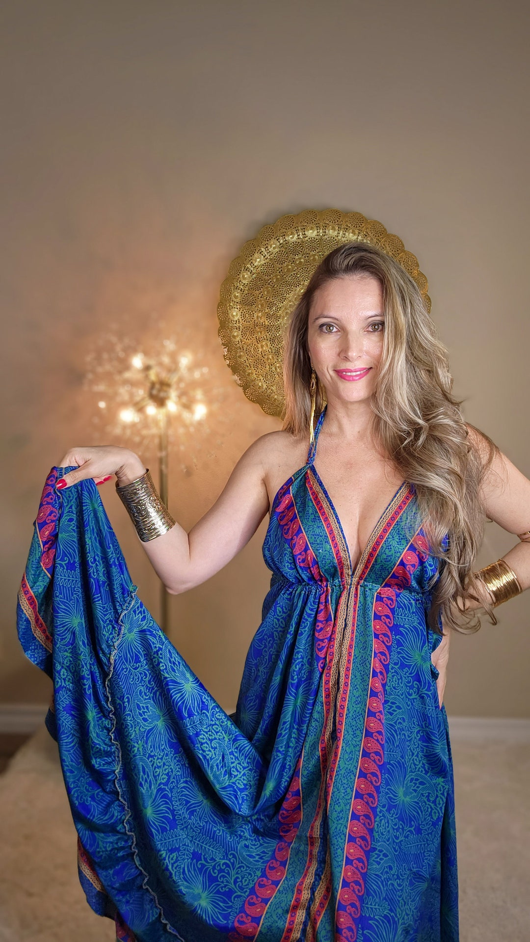 Bohemian Chic Maxi Dress Festival Dress Backless Dress Goddess Dress Boho Dress Silk Dress