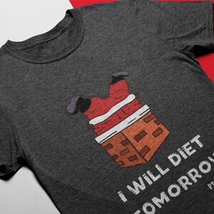 Santa Christmas Shirt, Funny Christmas Tee, Christmas Diet TShirt, Fun Santa Shirt, I ate too much Xmas T-Shirt